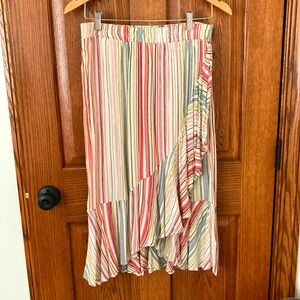 Krazy Kat Striped Wrap Around Midi Skirt M NWOT